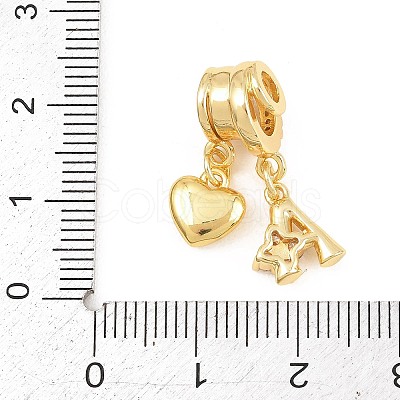 Alphabet Brass Micro Pave Clear Cubic Zirconia Pendants KK-Z151-20G-1