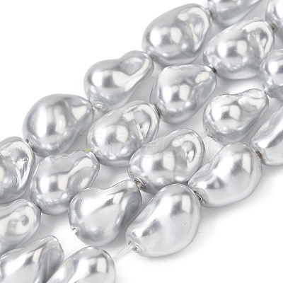 Electroplate Opaque Glass Imitation Pearl Beads Strands EGLA-H113-08B-1