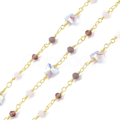 Butterfly & Round Glass Beaded Chains CHS-P016-38G-07-1