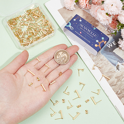 80Pcs 2 Style 304 Stainless Steel Stud Earring Findings STAS-SC0008-53-1