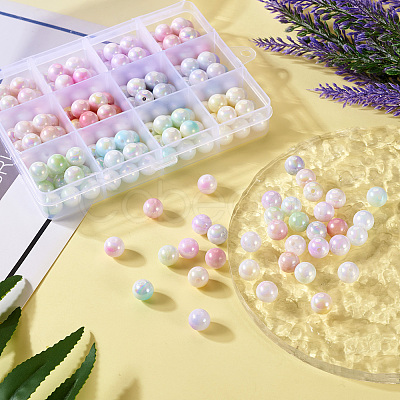 192Pcs 12 Colors Two Tone Opaque Acrylic Beads SACR-TA0001-35-1