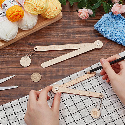 Wooden Knitted Stackable Wire Gauge Ruler Set HJEW-FG00010-1
