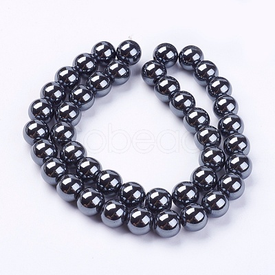 Non-Magnetic Synthetic Hematite Beads Strands X-G-H1623-8mm-2-1