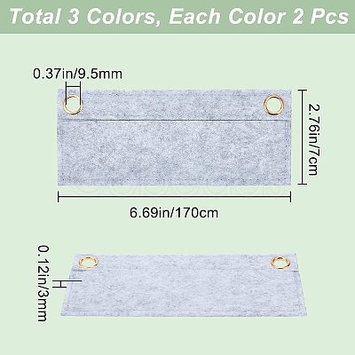 6Pcs 3 Colors Wool Felt Purse Organizer Insert FIND-CN0001-08-1