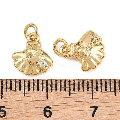 Brass Micro Pave Clear Cubic Zirconia Charms KK-Q085-02A-G-1