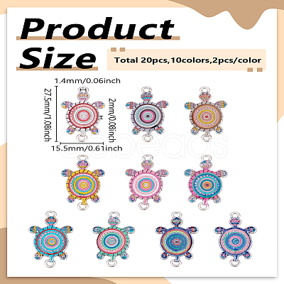 20Pcs 10 Colors Alloy Enamel Connector Charms ENAM-LP0001-13-1
