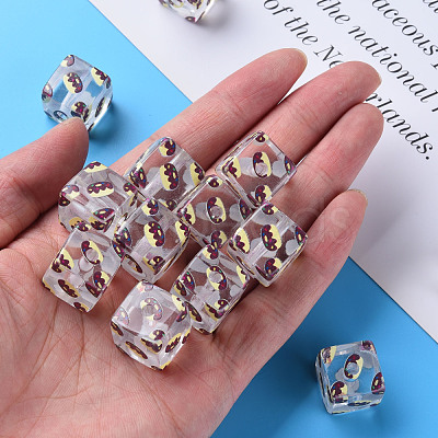 Transparent Printed Acrylic Beads MACR-S374-09A-01-1