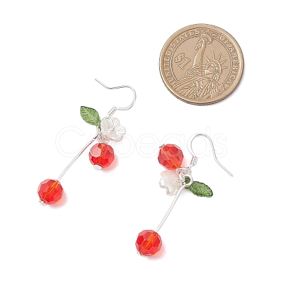 Glass Beads Cherry Dangle Earrings EJEW-JE06640-02-1