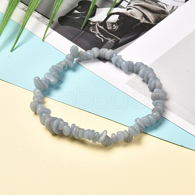 Natural Angelite Chips Beads Stretch Bracelets BJEW-JB06621-1