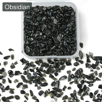 50G Natural Obsidian Chip Beads G-YW0001-59-1