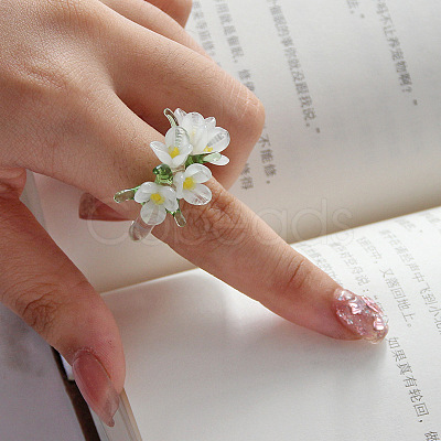 Flower Glass Finger Rings FS-WG137CE-01-1