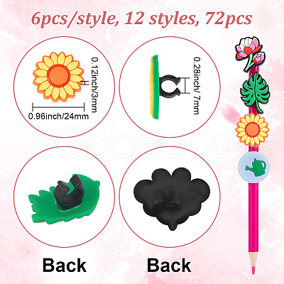 72Pcs 12 Style PVC Cartoon Style Straw Toppers FIND-DR0001-03-1