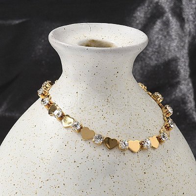 304 Stainless Steel Rhinestone Cup Chain Bracelets for Women BJEW-F488-26F-G-1