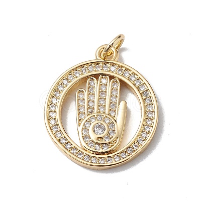 Brass Micro Pave Cubic Zirconia Pendants KK-E003-05G-1