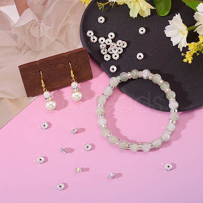 30Pcs 2 Colors Brass Rhinestone Spacer Beads RB-TA0001-29I-1