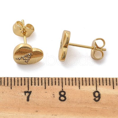 Rack Plating Brass Micro Pave Clear Cubic Zirconia Stud Earrings EJEW-K299-01G-A-1