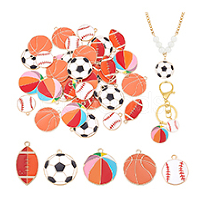 40Pcs 5 Styles Alloy Enamel Pendants ENAM-PH0002-86-1