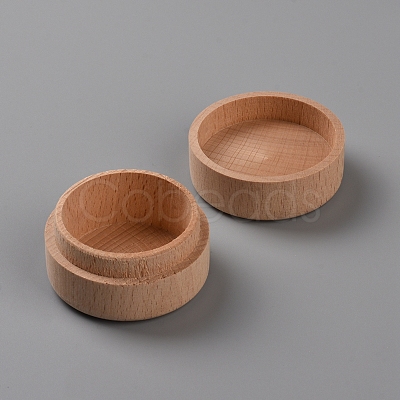 Tooth Print Round Wood Deciduous Teeth Storage Boxes CON-WH0100-01B-1