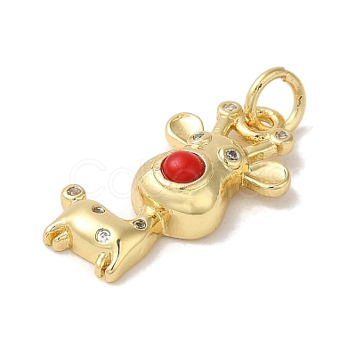Rack Plating Brass Micro Pave Cubic Zirconia Enamel Pendants KK-K377-88G-02-1