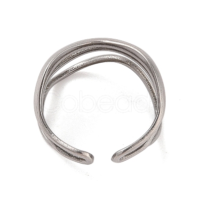 Non-Tarnish Wave 304 Stainless Steel Cuff Rings for Women RJEW-G322-08P-1