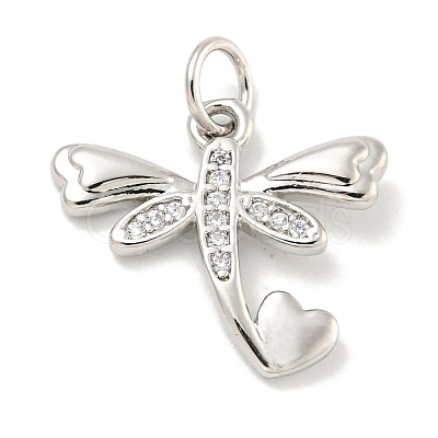 Rack Plating Brass Micro Pave Clear Cubic Zirconia Pendants KK-B093-10B-P-1