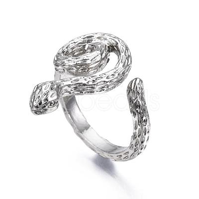 Snake Shape Rack Plating Alloy Cuff Rings RJEW-Q163-030B-RS-1