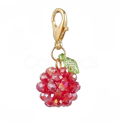 10Pcs Fruits Glass Pendant Decorations HJEW-MZ00339-1