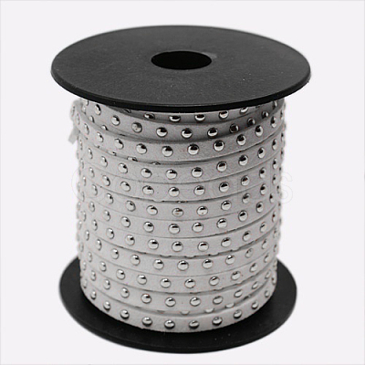 Silver Aluminum Studded Faux Suede Cord LW-D004-03-S-1
