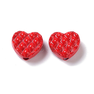 Spray Painted Alloy Waffle Beads PALLOY-H134-48-1