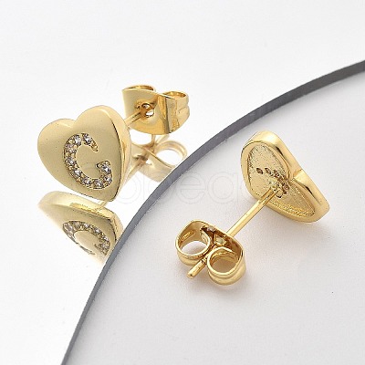 Rack Plating Brass Micro Pave Clear Cubic Zirconia Stud Earrings EJEW-K299-01G-C-1