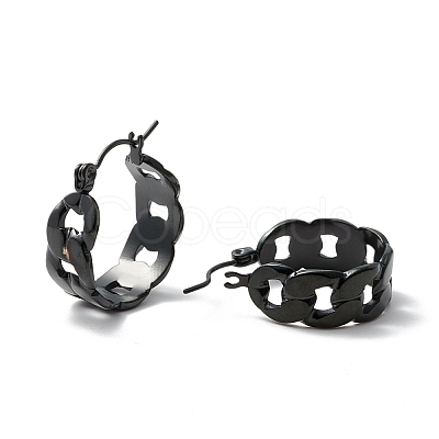 304 Stainless Steel Cuban Link Chunky Hoop Earrings for Women Ion Plating(IP) EJEW-P197-07EB-1