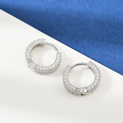Brass Micro Pave Clear Cubic Zirconia Hoop Earrings EJEW-S277-09P-A-1