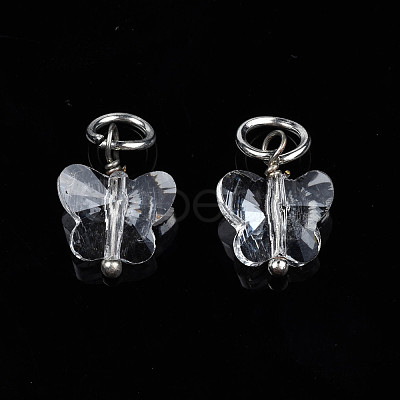 Faceted Transparent Glass Charms GLAA-T024-06M-1