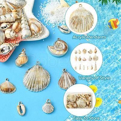 32Pcs 16 Styles Plating Acrylic Pendants OACR-CJ0002-45-1