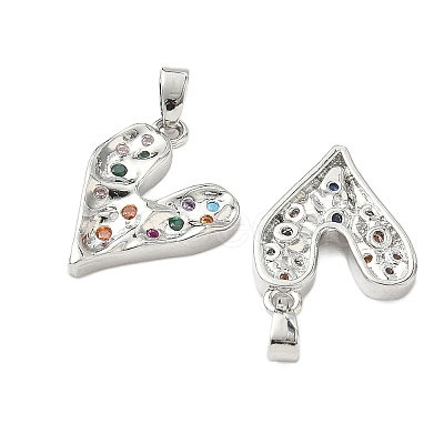 Brass Micro Pave Clear Cubic Zirconia Pendants KK-B139-03P-1