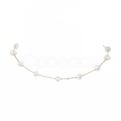ABS Plastic Imitation Pearl Beaded Chain Necklaces NJEW-JN04329-1