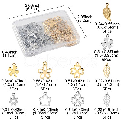 50Pcs 10 Styles 201 & 304 & 306 Stainless Steel Charms STAS-FS0001-47-1