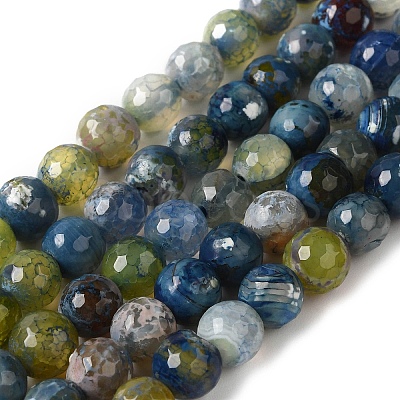 Dyed & Heated Natural Fire Crackle Agate Beads Strands G-P539-B01-02-1