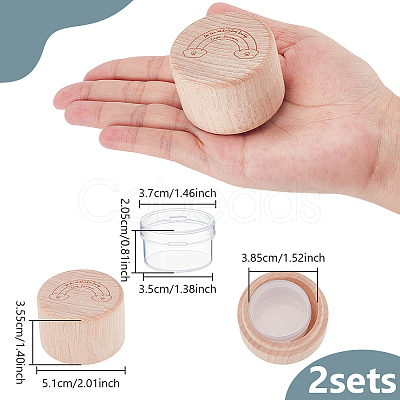 Carved Wood Baby Tooth Keepsake Cases with Lids CON-WH0100-09B-1