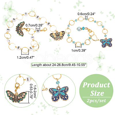 Glass & Acrylic Beaded Knitting Row Counter Chains HJEW-NB00085-1