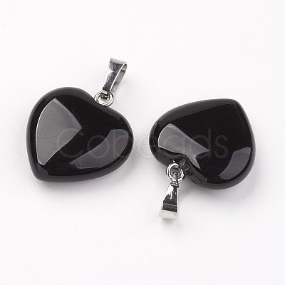 Natural Black Agate Pendants X-G-G956-B04-FF-1