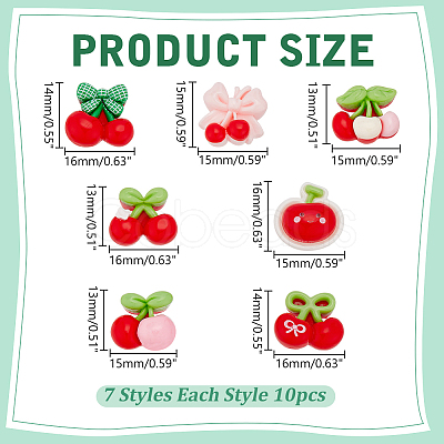 70Pcs 7 Colors Opaque Resin Cabochons RESI-WR0001-18-1