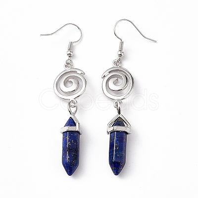 Gemstone Bullet with Vortex Dangle Earrings EJEW-I276-02P-1