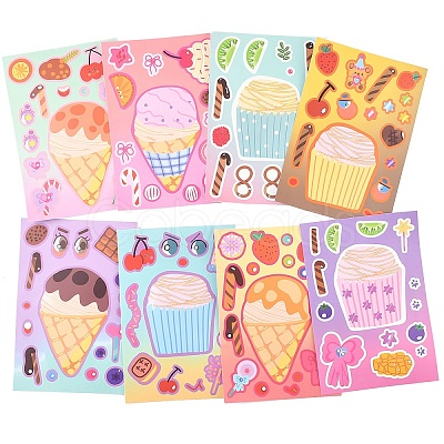 8Pcs PVC Self-Adhesive Stickers STIC-YW0001-06-1