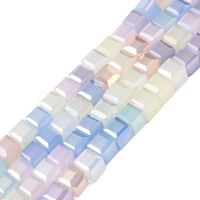 Electroplate Transparent Glass Beads Strands EGLA-N002-41-05-1