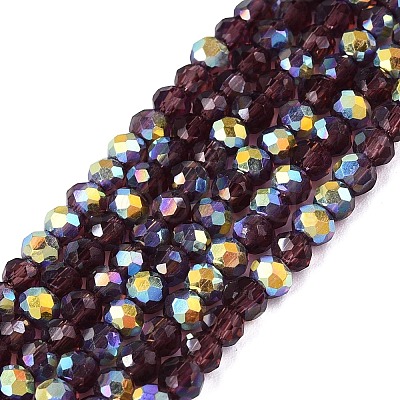 AB Color Plated Transparent Glass Rondelle Beads Strands EGLA-T029-2mm-10T-1