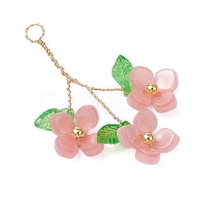 Plastic with Acrylic & Copper Wire Pendants PALLOY-JF03601-05-1