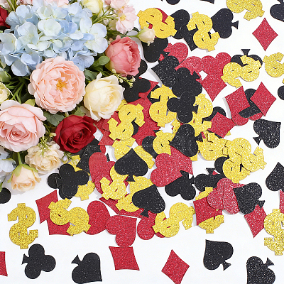 200Pcs 2 Bags Glitter Poker Theme Paper Confetti AJEW-HY0003-55-1