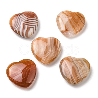 Natural Red Striped Agate/Banded Agate Palm Stones G-B043-02-1