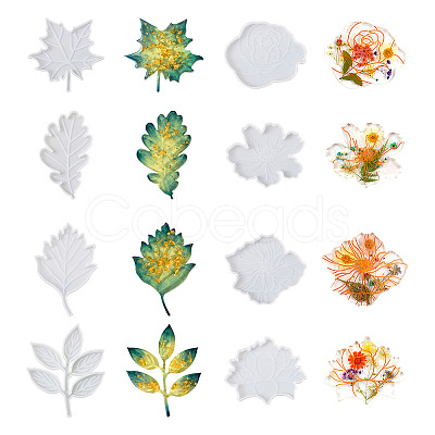 8Pcs 8 Styles Flower & Leaf DIY Cup Mat Silicone Molds DIY-FW0001-25-1